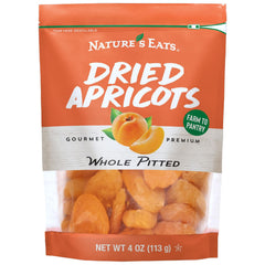 Nature's Eats Dried Apricots front view, naturally chewy and versatile snack for on-the-go