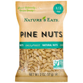Nature's Eats pine nuts 2 oz pouch with raw, unsalted kernels for healthy snacking.