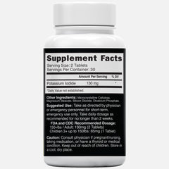 Nature's Fusions potassium iodide tablets label close-up with quality and dosage information