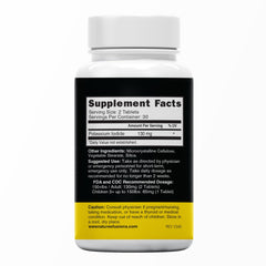 Nature's Fusions Potassium Iodide tablets label close-up showing 130 mg dosing guidance