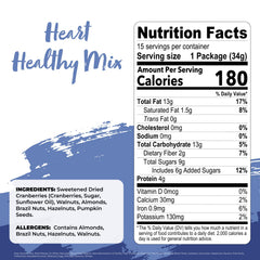Close-up of Heart Healthy Mix with nuts and cranberries for texture.