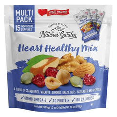 Nature's Garden Heart Healthy Mix packaging front for on-the-go snacking.