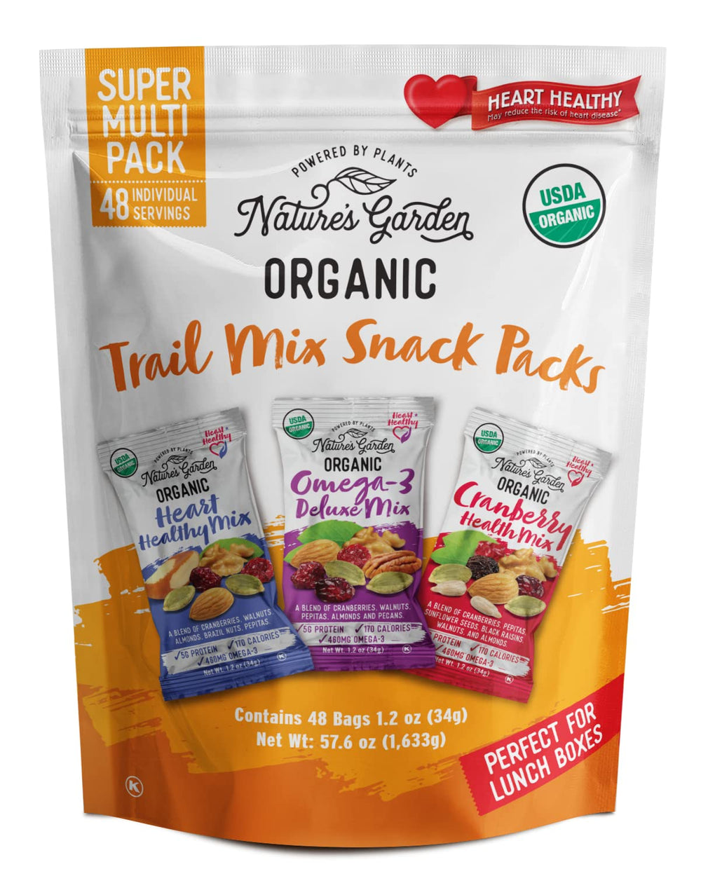 Nature's Garden Organic Trail Mix Snack Pack: 48 packs for on-the-go energy