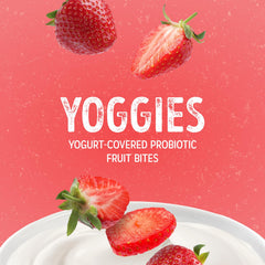 Nature's Garden Probiotic Strawberry Yoggies with real strawberry pieces for vibrant flavor.