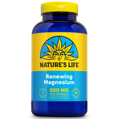 Nature's Life Renewing Magnesium 500 mg bottle front showing high-potency supplement