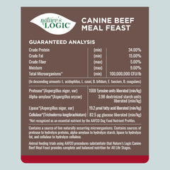 Nature's Logic Beef Meal Feast puppy bowl emphasizes versatile life-stage feeding.