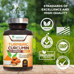 Nature's Nutrition Bioperine-black-pepper extract boosts absorption in capsules.