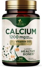 Nature's Nutrition Calcium 1200 mg bottle shows easy-to-swallow tablets for bone support