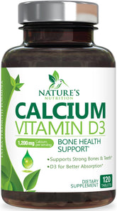 Nature's Nutrition calcium with vitamin D3 bottle front for easy daily use.