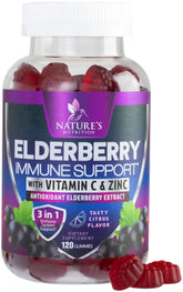 Nature's Nutrition Elderberry Gummies bottle offers convenient daily immune support