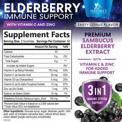 Close-up of Nature's Nutrition Elderberry Gummies reveals chewy texture for everyday wellness.