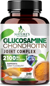 Nature's Nutrition glucosamine chondroitin MSM triple-strength bottle supports joint mobility.