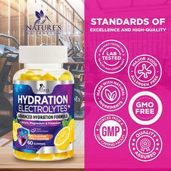 Nature's Nutrition Hydration Gummies real salt ingredients highlight mineral-based hydration.