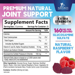 Nature's Nutrition joint gummies label highlighting ingredients.