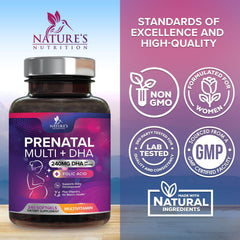 Nature's Nutrition prenatal multivitamin pack arranged for daily use