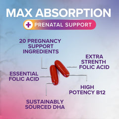 Pregnant woman holding Nature's Nutrition prenatal bottle for daily intake