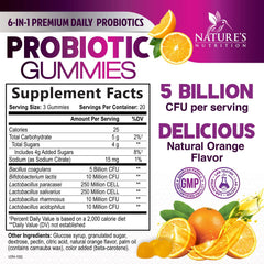 Nature's Nutrition Probiotics Gummies orange flavor for convenient wellness.