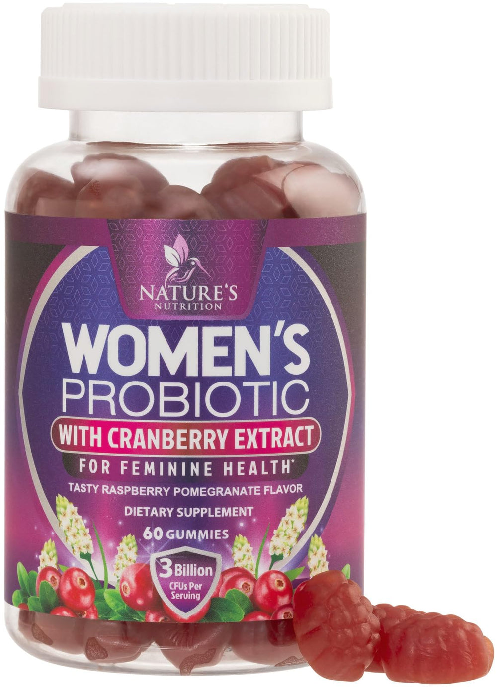 Nature's Nutrition Probiotics for Women bottle showing digestive support gummies
