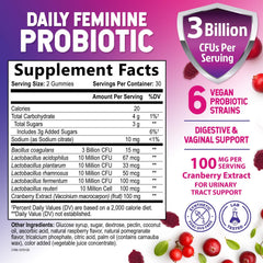Nature's Nutrition Probiotics for Women gummies close-up with cranberry infusion