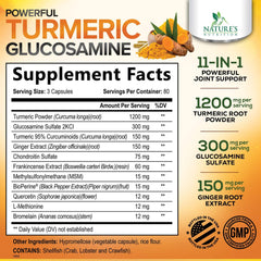 Nature's Nutrition Turmeric Curcumin capsules closeup showing high-potency blend