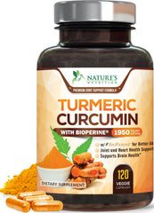 Nature's Nutrition Turmeric Curcumin bottle with high-potency capsules for daily joint support.