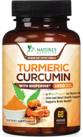 Nature's Nutrition turmeric-curcumin-capsules bottle for daily joint support.