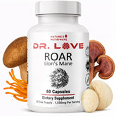 Nature’s NutriWave ROAR Lion’s Mane bottle front view highlighting daily focus support.
