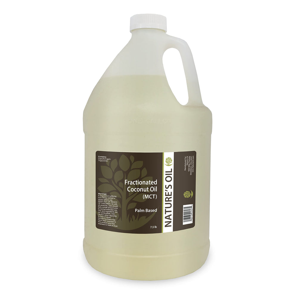 Nature's Oil fractionated coconut oil bottle pour for massage and skin hydration