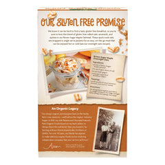 Nature's Path gluten-free label on oatmeal packaging signals allergy-friendly breakfast.