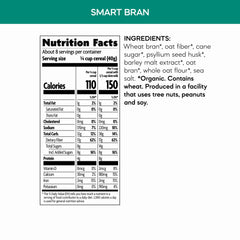 Nature's Path Smart Bran shows organic ingredients like wheat bran and psyllium.