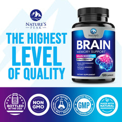 Nature's Peak bacopa monnieri capsules emphasizing memory support.