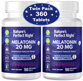 Nature's Perfect Night melatonin 20mg quick-dissolve berry bottle for fast, easy nightly use.
