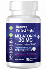 Nature's Perfect Night melatonin bottle front showing packaging and potency for restful nights