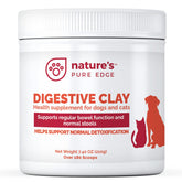 Nature's Pure Edge poudre argile dans le bocal, soutien digestif naturel pour chiens et chats.