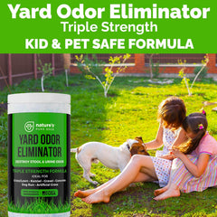 Nature's Pure Edge yard odor eliminator near kennel area tackling outdoor odors