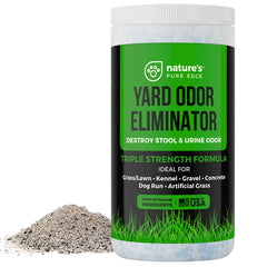 Nature's Pure Edge yard odor eliminator sprinkle application for targeted odor removal