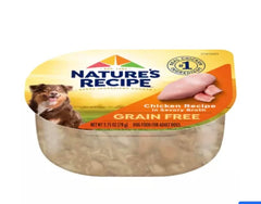 Nature's Recipe grain-free chicken cups showing real chicken as the star for adult dogs