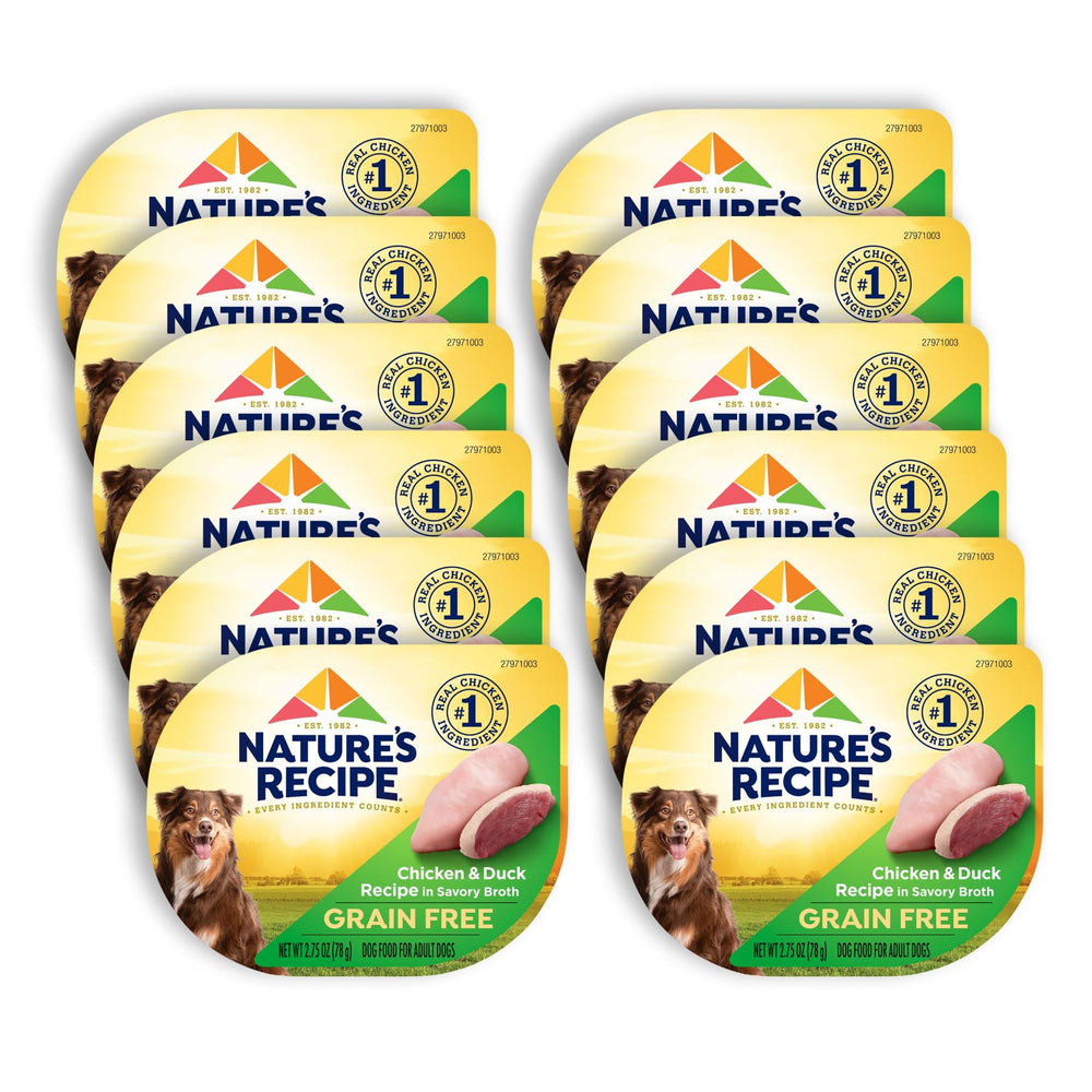 Nature’s Recipe grain-free wet dog food cups pack—convenient meals for dogs.