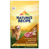 Nature's Recipe Mature Lamb Brown Rice bag close-up highlighting premium protein
