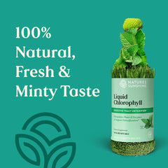 Dropper of Nature's Sunshine Liquid Chlorophyll ready to mix with water.