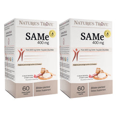 Nature's Trove SAM-e 400mg bottle front showing product in view for daily mood and joint support