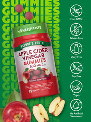 Nature's Truth Apple Cider Vinegar Gummies ingredients label shows gluten-free and non-GMO