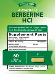 Nature's Truth Berberine bottle side view, vegan and non-GMO formula