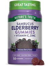 Nature's Truth Black Elderberry Gummies bottle shows berry flavor for daily wellness
