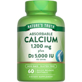 Nature's Truth Calcium 1200mg with Vitamin D3 bottle supports daily bone health