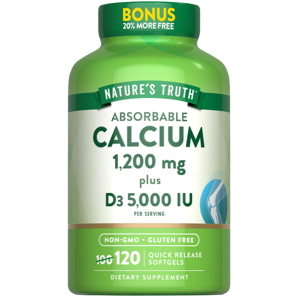 Nature's Truth calcium-d3 softgels bottle front with daily wellness focus