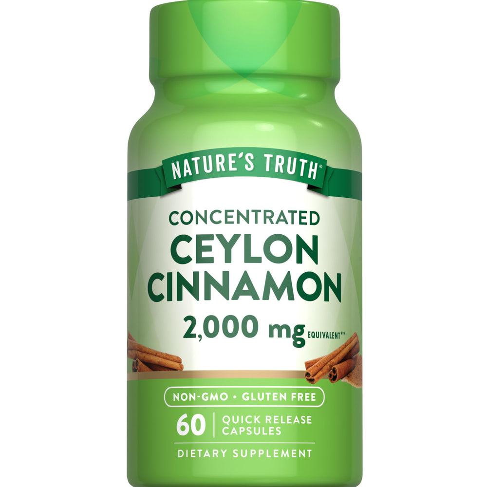 Nature's Truth Ceylon Cinnamon capsules bottle for daily wellness.