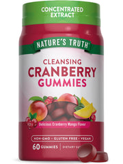 Nature's Truth Cranberry Gummies bottle with mango flavor for vegan, gluten-free supplement.