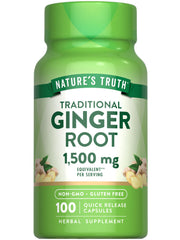 Nature's Truth Ginger Root Capsules bottle visible, convenient daily supplement for wellbeing.