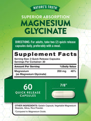 Nature's Truth Magnesium Glycinate bottle close-up showing non-GMO and gluten-free formula